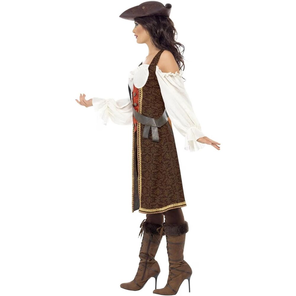 Smiffys High Seas Pirate Wench Costume in Brown Size: SMALL